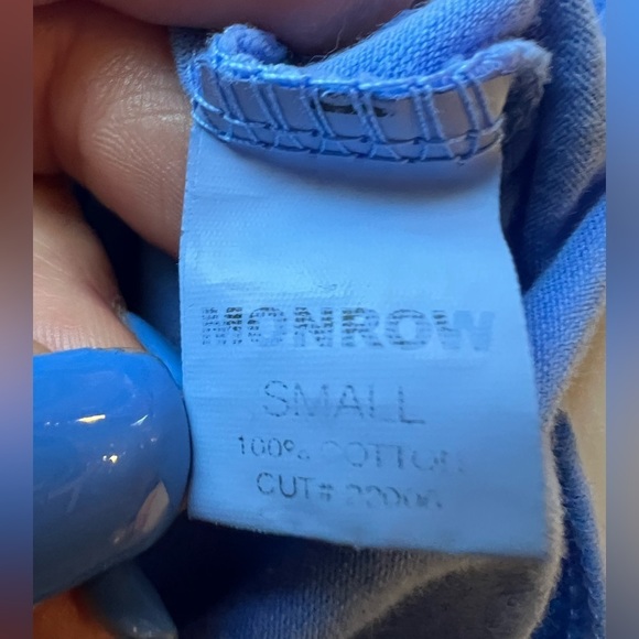 MONROW Thong V Neck Bodysuit Blue Size Small Minimalist Comfy Stretchy NWT - Picture 5 of 6